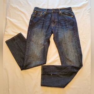 Christian Audigier Denim Blue Jeans Straight Leg Mens Size 32x32 Dark Vtg Wash